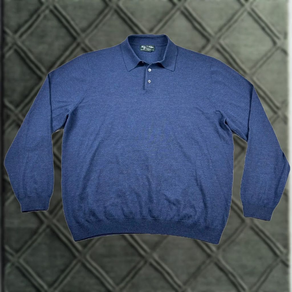 Brooks Brothers VINTAGE Brooks Brothers Sweater Mens 2XL Merino Wool Collared Navy Country Size US XXL / EU 58 / 5 - 1 Thumbnail