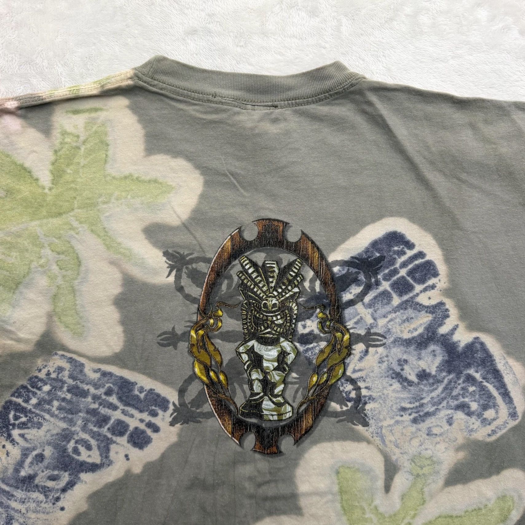 Vintage Global Generation Shirt Mens Large Gray Tiki Mask Palm All Over Graphic Tee Size US L / EU 52-54 / 3 - 2 Thumbnail