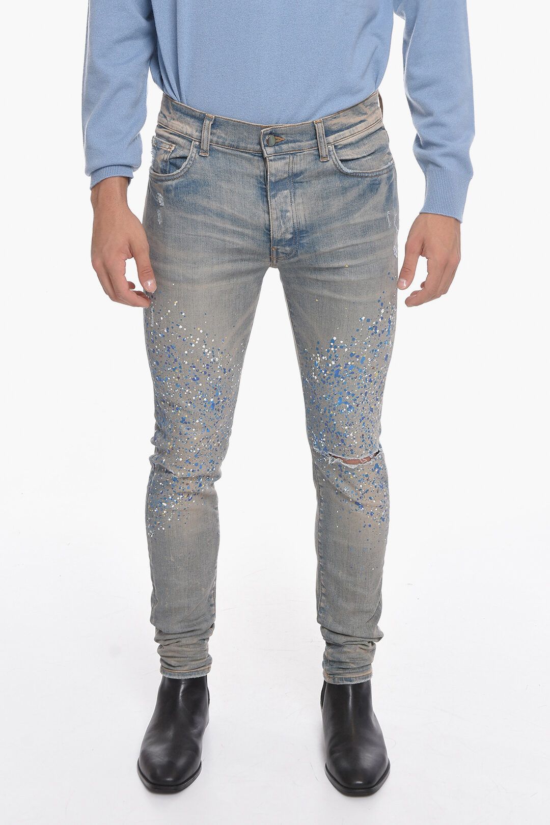 image of Amiri Og1Mm1223 Denim Pant In Light Blue, Men's (Size 38)