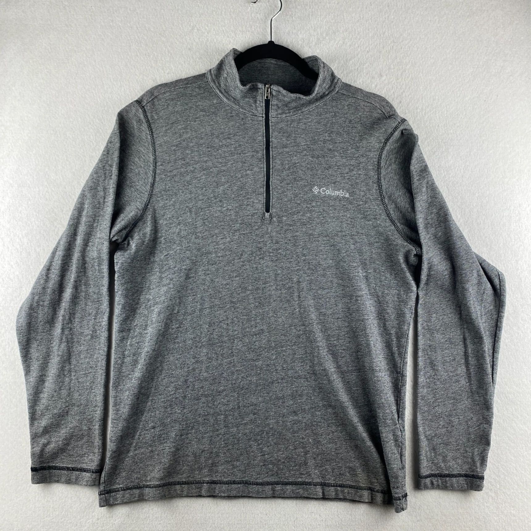 Vintage Columbia Mens Sweater Gray M 1/4 Zip Pullover Long Sleeve High Neck Lightweight Cotton Polyester Logo Shirt Size US M / EU 48-50 / 2 - 2 Thumbnail