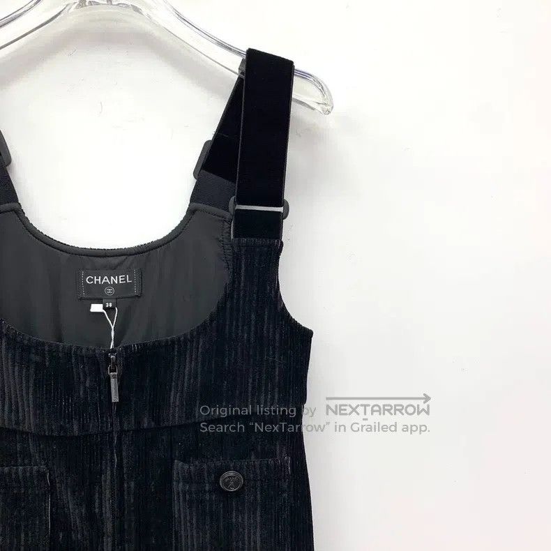 Chanel Chanel Black snowflake logo velvet cotton casual suspender Size 25" / US 0 / IT 36 - 3 Thumbnail