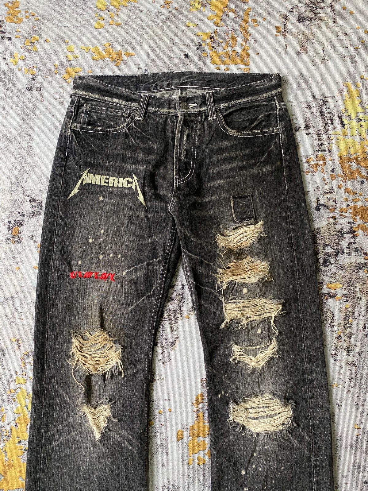 Undercover World Wide Love Japan Distressed Red Yarn Undercover Style Size US 30 / EU 46 - 3 Thumbnail