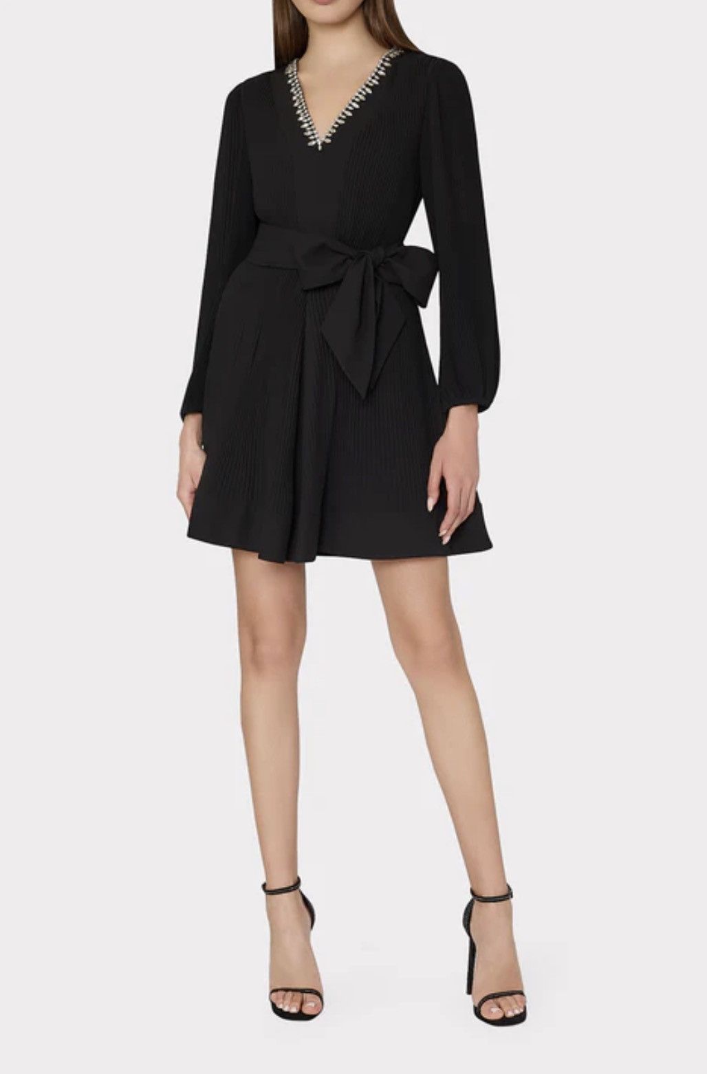 MILLY Milly Embellished Pleated V-Neck Minidress size 6 Size M / US 6-8 / IT 42-44 - 3 Thumbnail