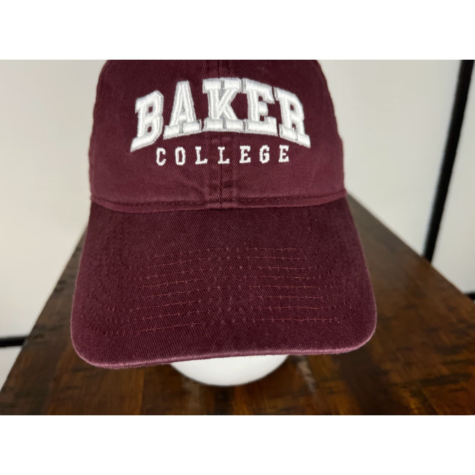 Vintage LEGACY92 Baker College Baseball Cap Adjustable Unisex One Size Burgundy 100% Cotton Casual College Theme Size ONE SIZE - 3 Thumbnail