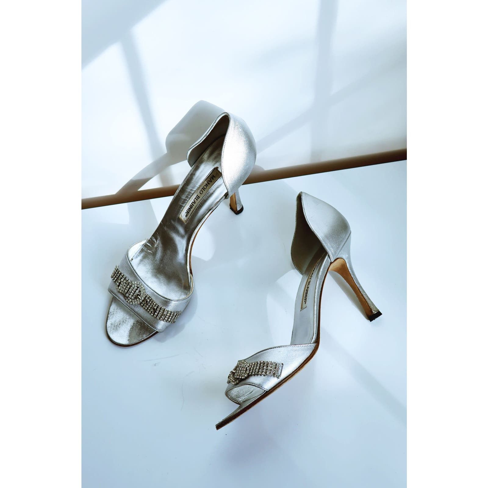 Manolo Blahnik Vintage Manolo Blahnik Silver Satin Pumps