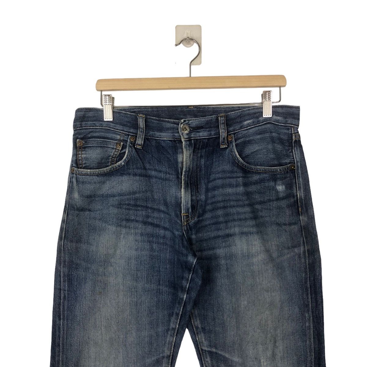 Japanese Brand 🔥RARE DISTRESSED DENIM JEANS UNIQLO JAPAN ISSEY MIYAKE Size US 32 / EU 48 - 2 Thumbnail