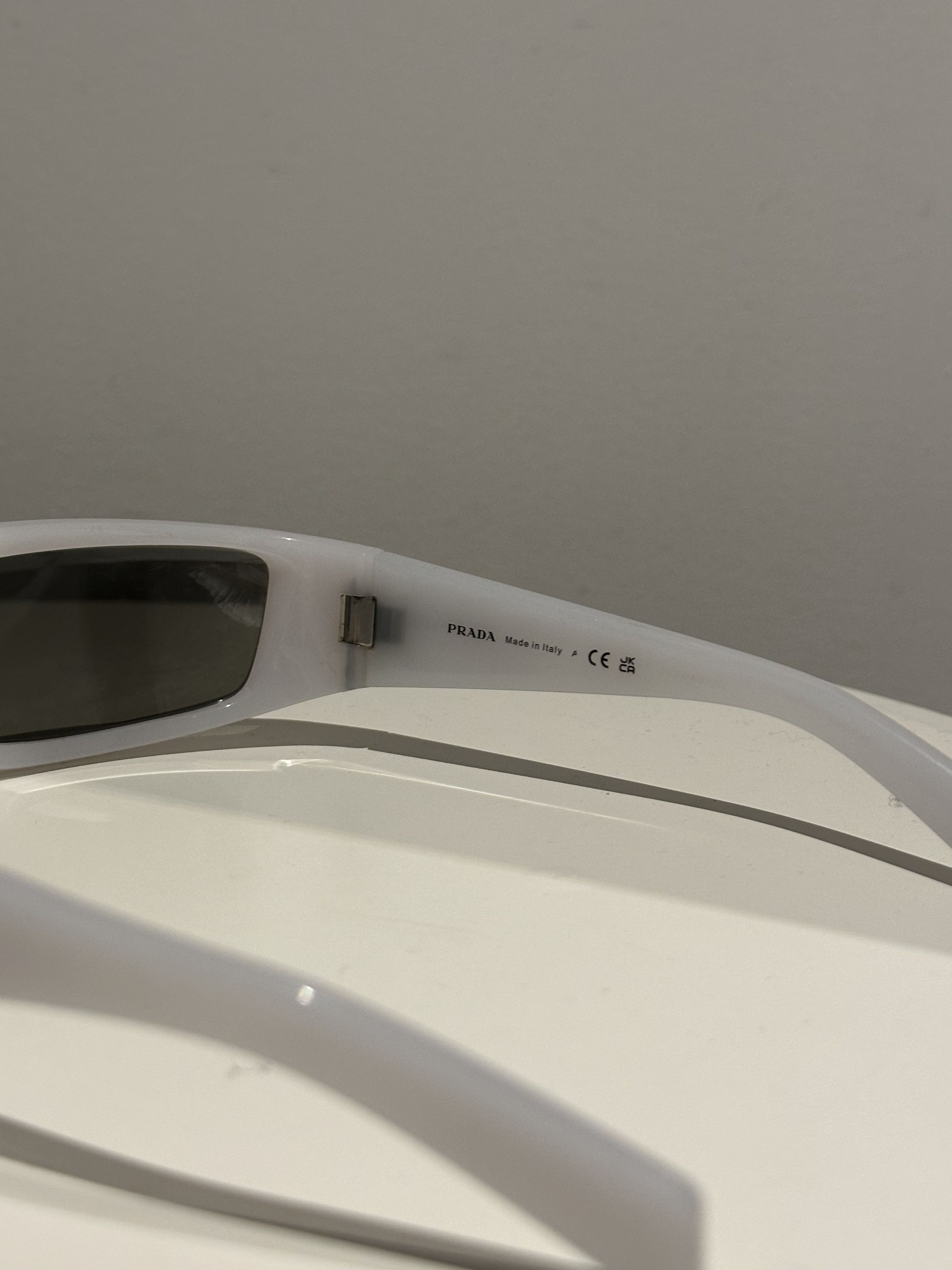 Prada Prada Rectangular Sunglasses - Opalescent White Chrome Size ONE SIZE - 5 Thumbnail