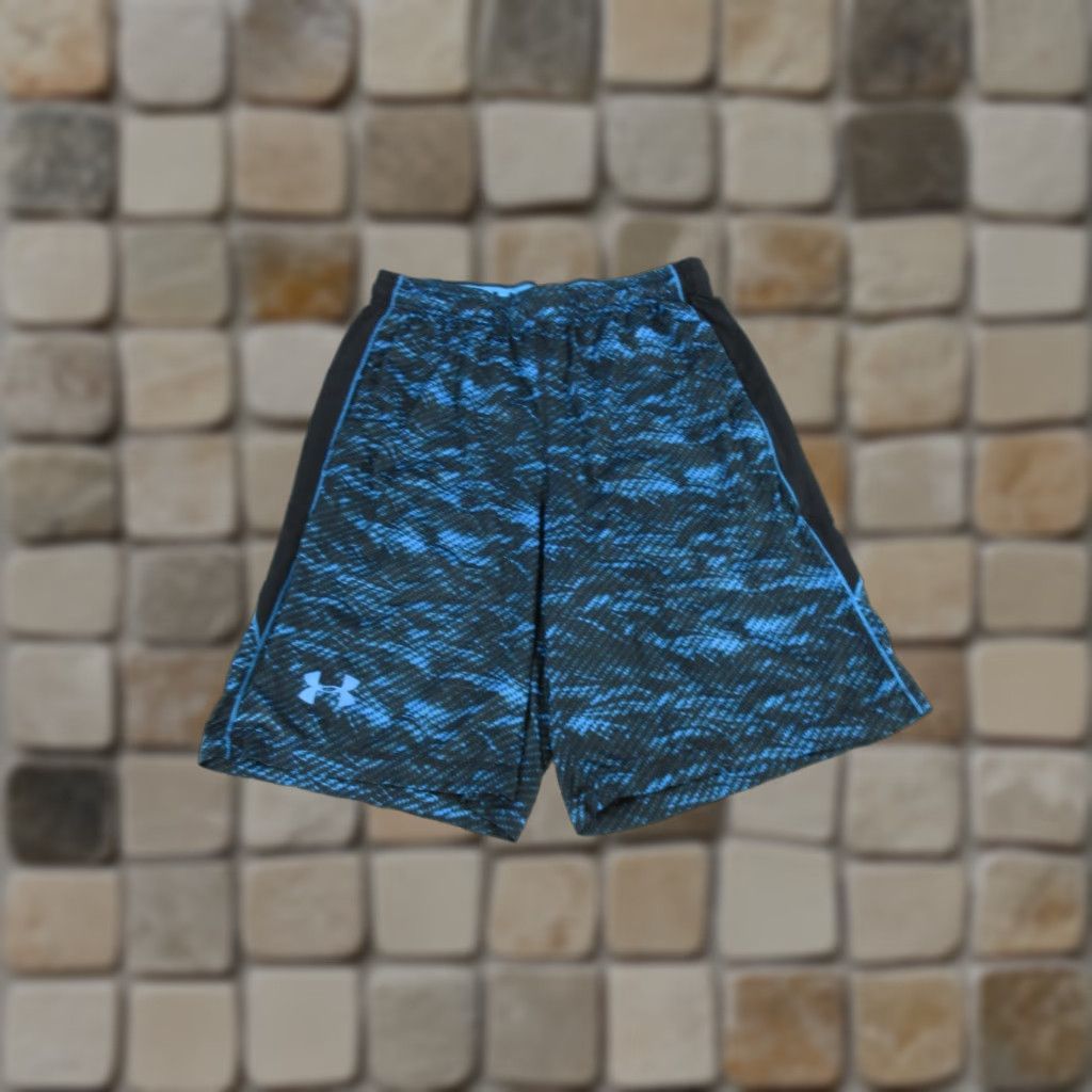 Under Armour Under Armour Shorts Mens M Blue Lightweight Basketball Athletic Level Regular Hidden Linerless Abstract Pattern Size US 31 - 1 Thumbnail
