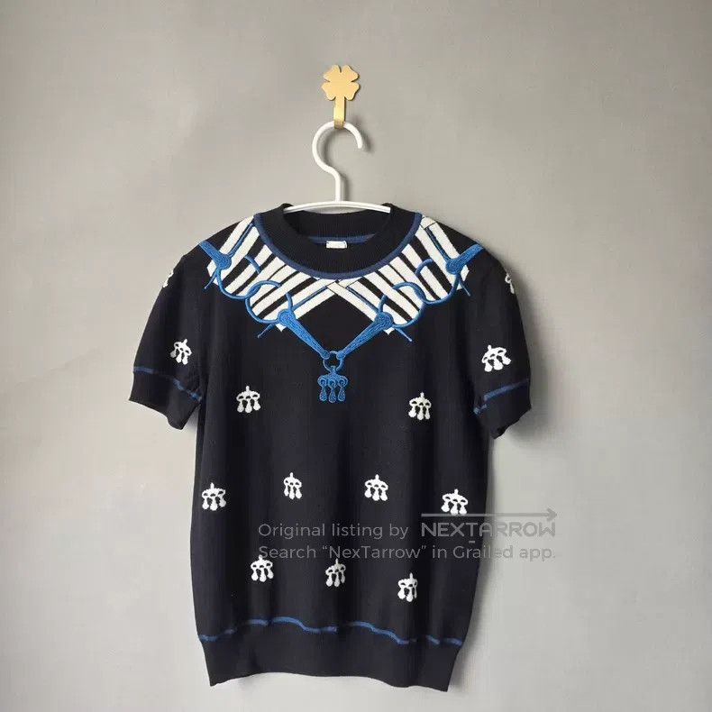 Hermes Hermes Toy Lock Ring Embroidered Wool Knit Short Sleeve Size XXS / US 00 / IT 34 - 1 Thumbnail