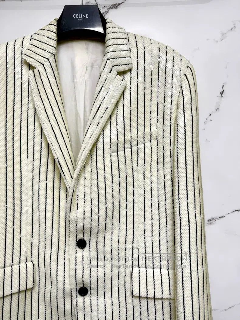 Celine CELINE White scale black and white striped blazer Size US M / EU 48-50 / 2 - 2 Thumbnail