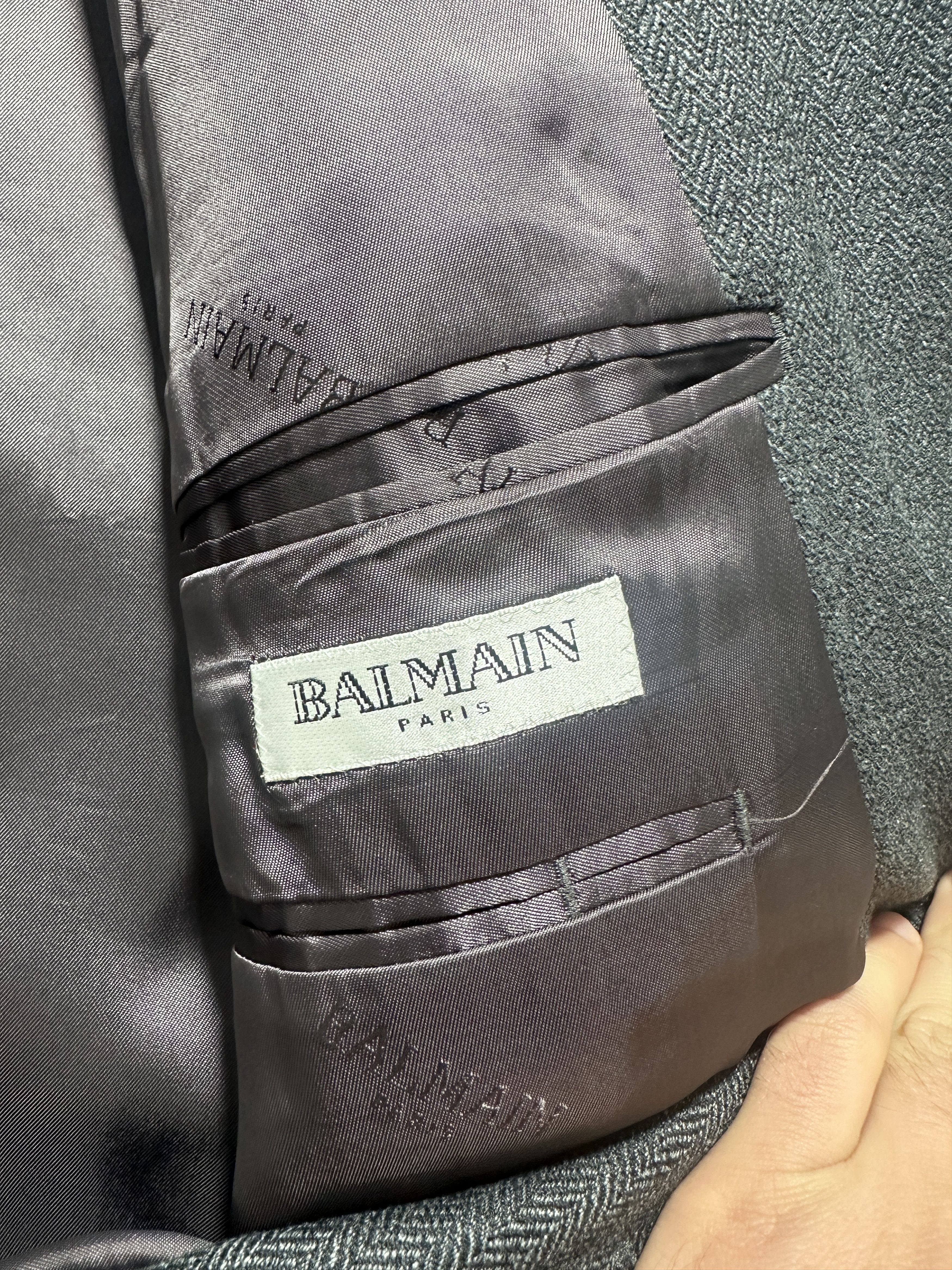 Balmain Balmain Paris Herringbone Wool Suit Blazer Double Vent IT 52 Size 52R - 11 Thumbnail