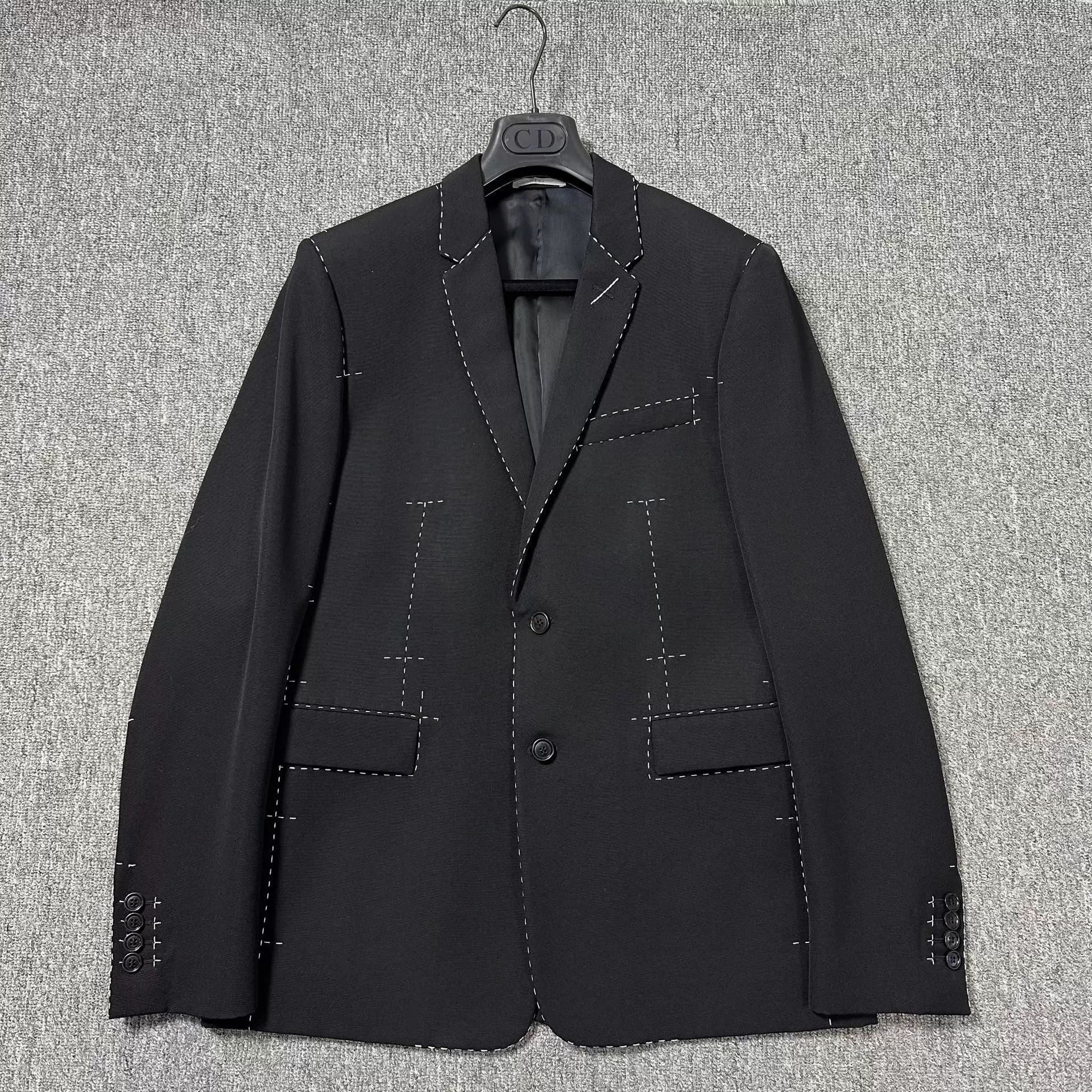 Dior Black Blazer with White Stitch Detailing Size US M / EU 48-50 / 2 - 1 Thumbnail