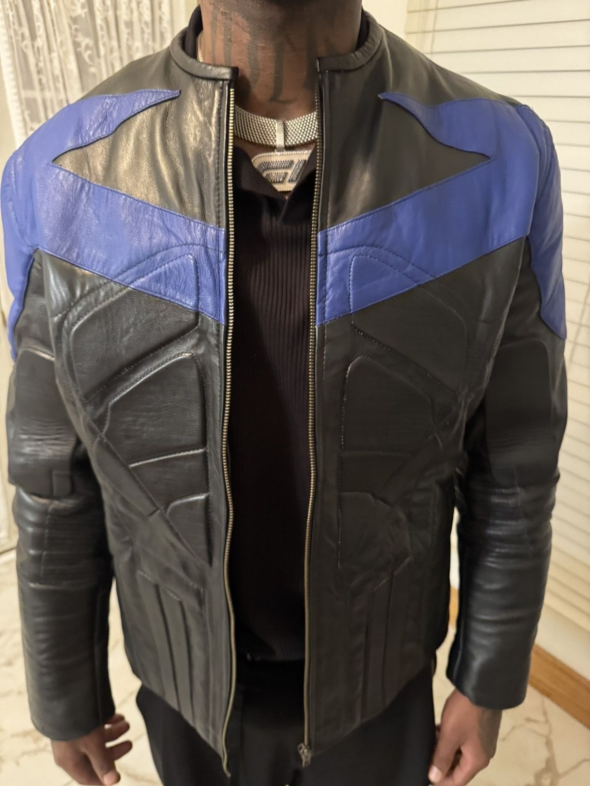Genuine Leather Vintage Night-wing Batman Black Leather Motorcycle Jacket Size US L / EU 52-54 / 3 - 12 Thumbnail