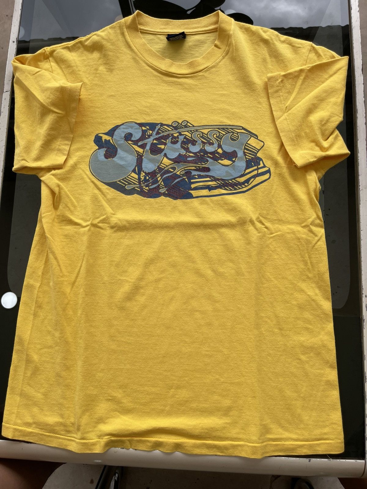 Stussy Vintage 90s Stussy Big Logo Graphic T-Shirt Yellow Size US M / EU 48-50 / 2 - 2 Thumbnail
