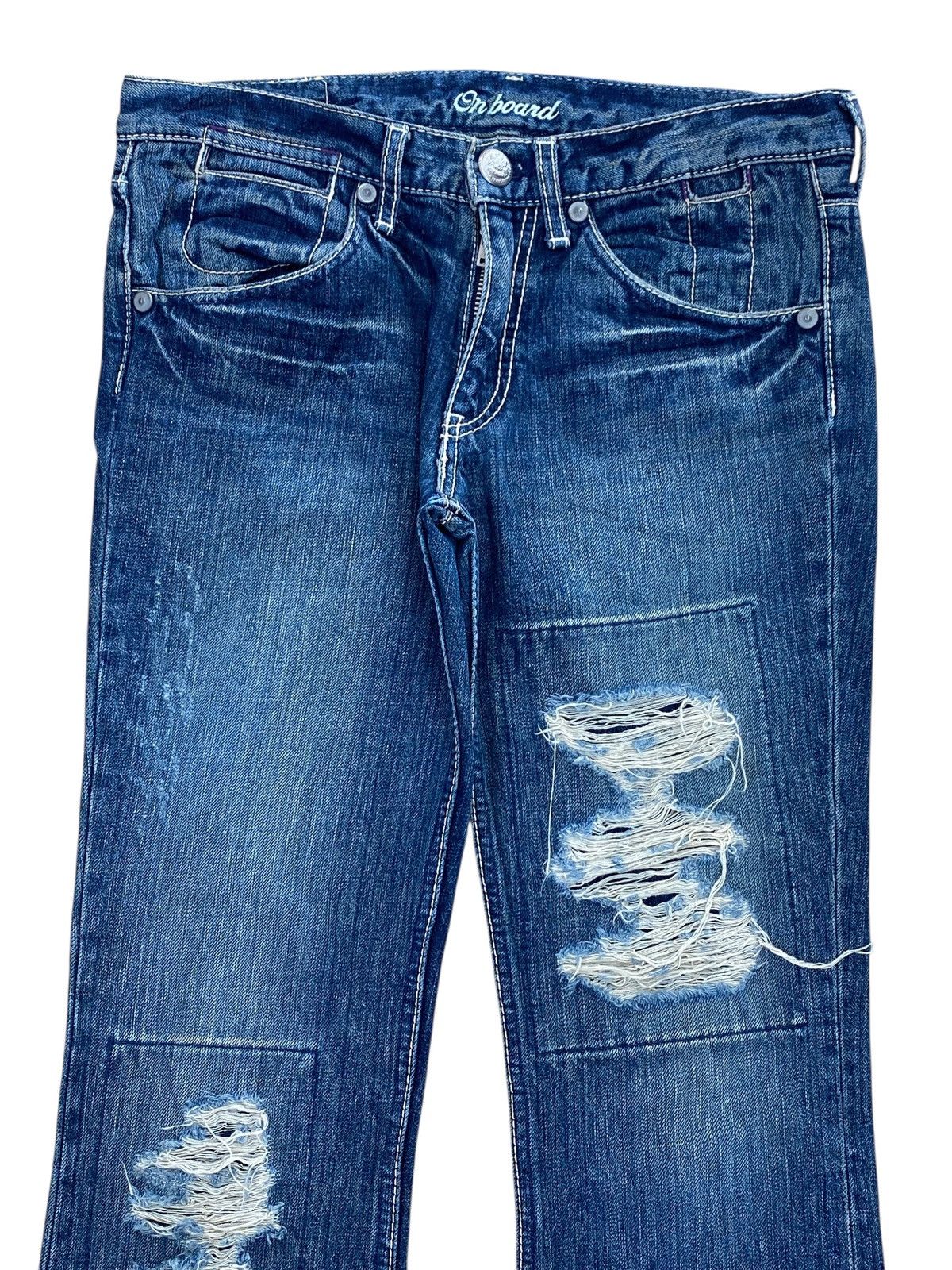 Japanese Brand Onboard Brand Distressed Style Bootcut Jeans Size US 32 / EU 48 - 2 Thumbnail