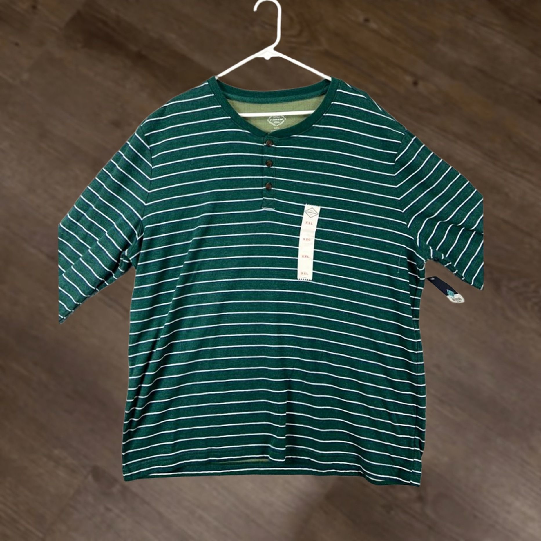 Vintage VINTAGE St Johns Bay Shirt Mens 2XL Green White Balanced Striped Henley Long Sleeve NEW Size US XXL / EU 58 / 5 - 1 Thumbnail
