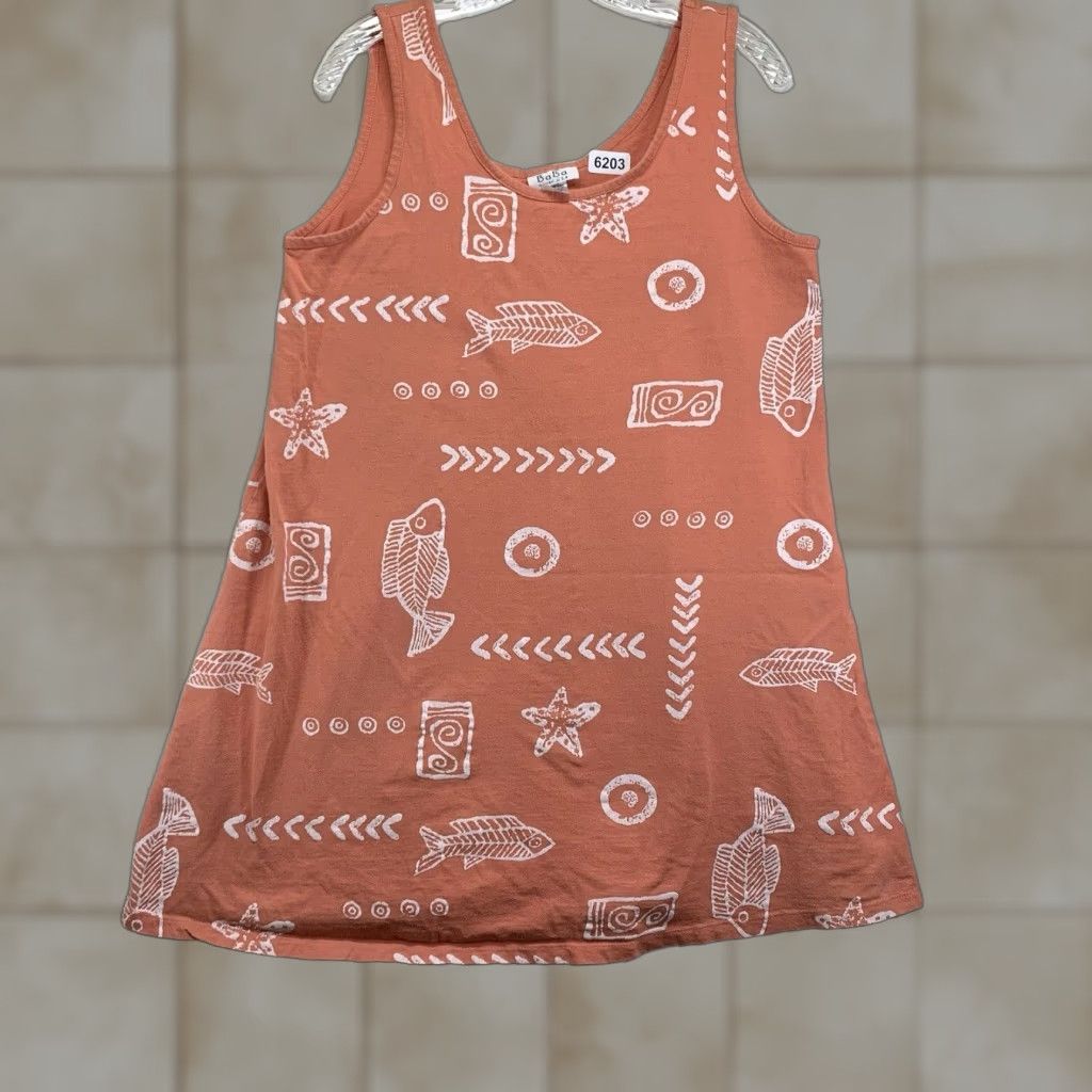 Vintage VINTAGE Baba Women's Tank Dress All Over Print Size Medium Boho Beach Festival Summer Cotton Size M / US 6-8 / IT 42-44 - 1 Thumbnail