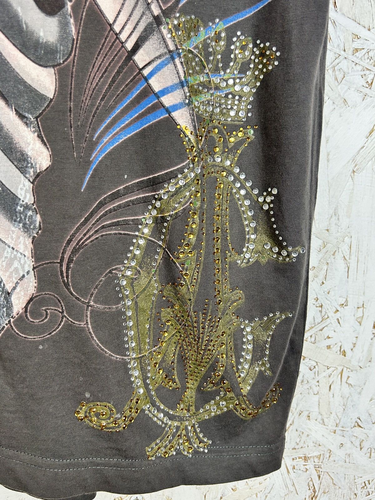 Christian Audigier 00s Vintage Christian Audigier Ed Hardy Skull Rhinestone Tee Size US M / EU 48-50 / 2 - 5 Thumbnail