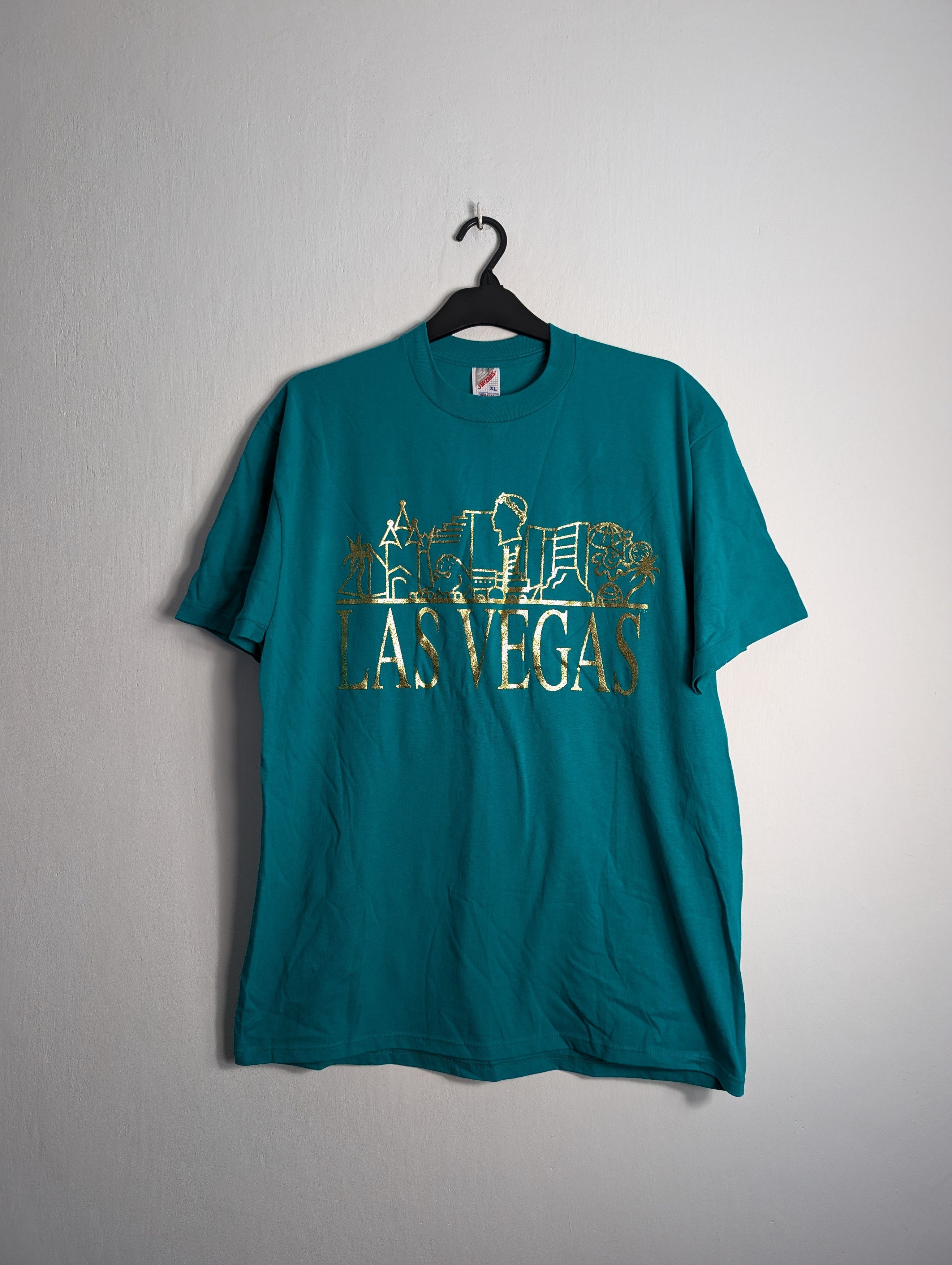 Jerzees × Vintage Vintage 90s Jerzees Las Vegas Gold T-Shirt Single Stitch Size US XL / EU 56 / 4 - 1 Thumbnail
