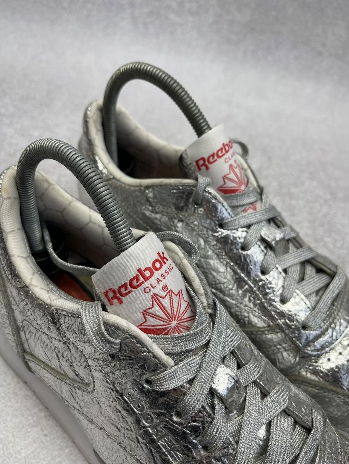 Reebok Womens Reebok Classic HD Leather Sneakers Silver Metallic Size US 8.5 / IT 38.5 - 6 Thumbnail