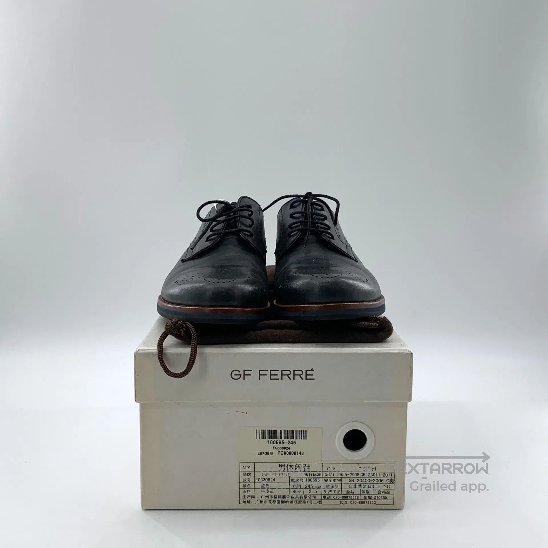 GF Ferre GF FERRE Black carved laced casual flat leather shoes| Size US 6 / EU 39 - 8 Thumbnail