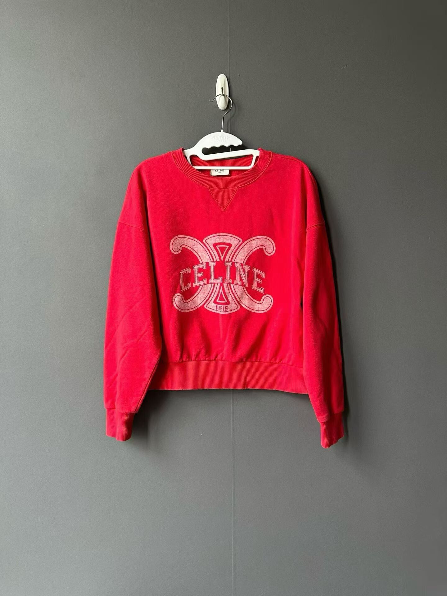 Celine Celine Red Triomphe Logo Hoodie Size XS / US 0-2 / IT 36-38 - 1 Thumbnail