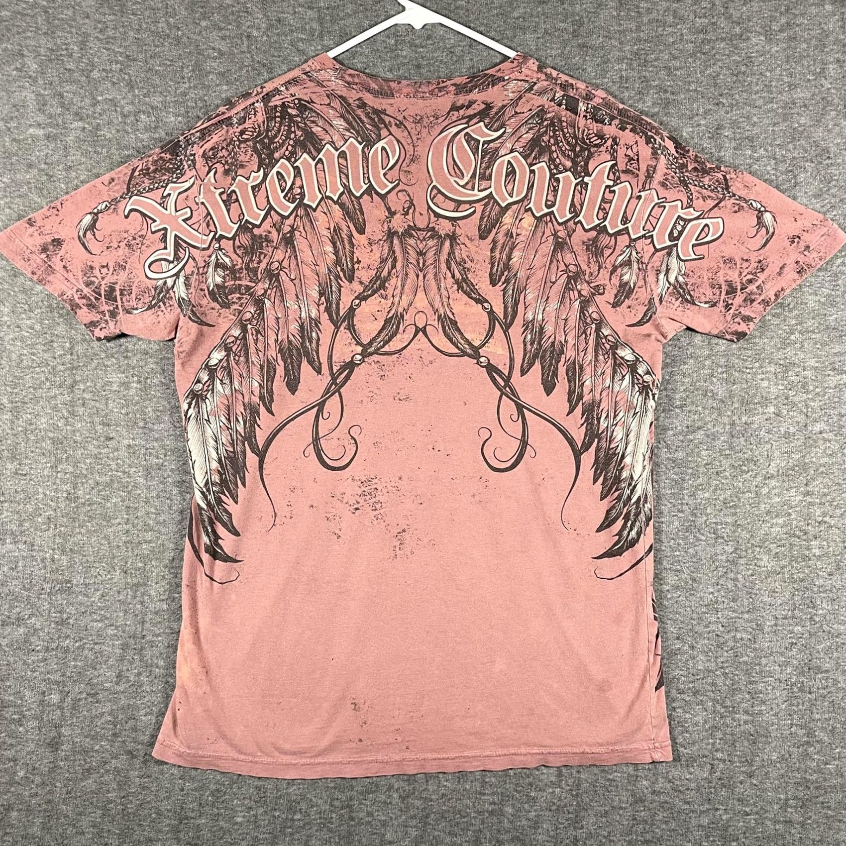 Vintage Xtreme Couture Shirt Mens L Pink Skull Biker Graphic Tee Crew Neck Short Sleeve Wide Xtreme Logo Front Back Size US L / EU 52-54 / 3 - 3 Thumbnail