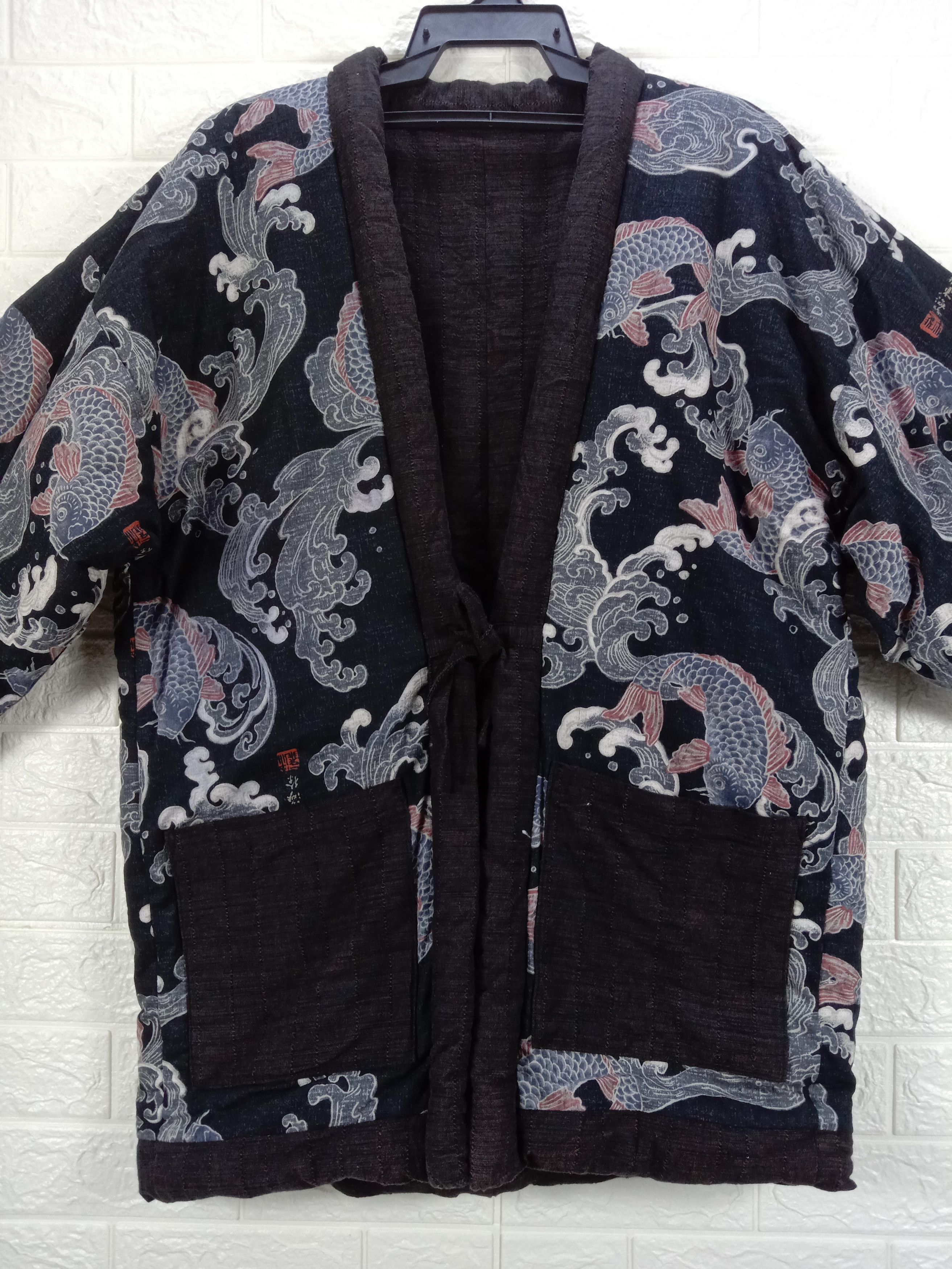 Japanese Brand Vintage Karakuri Tamashi Sukajan Koi Fish Reversible Kimono Size US XL / EU 56 / 4 - 6 Thumbnail