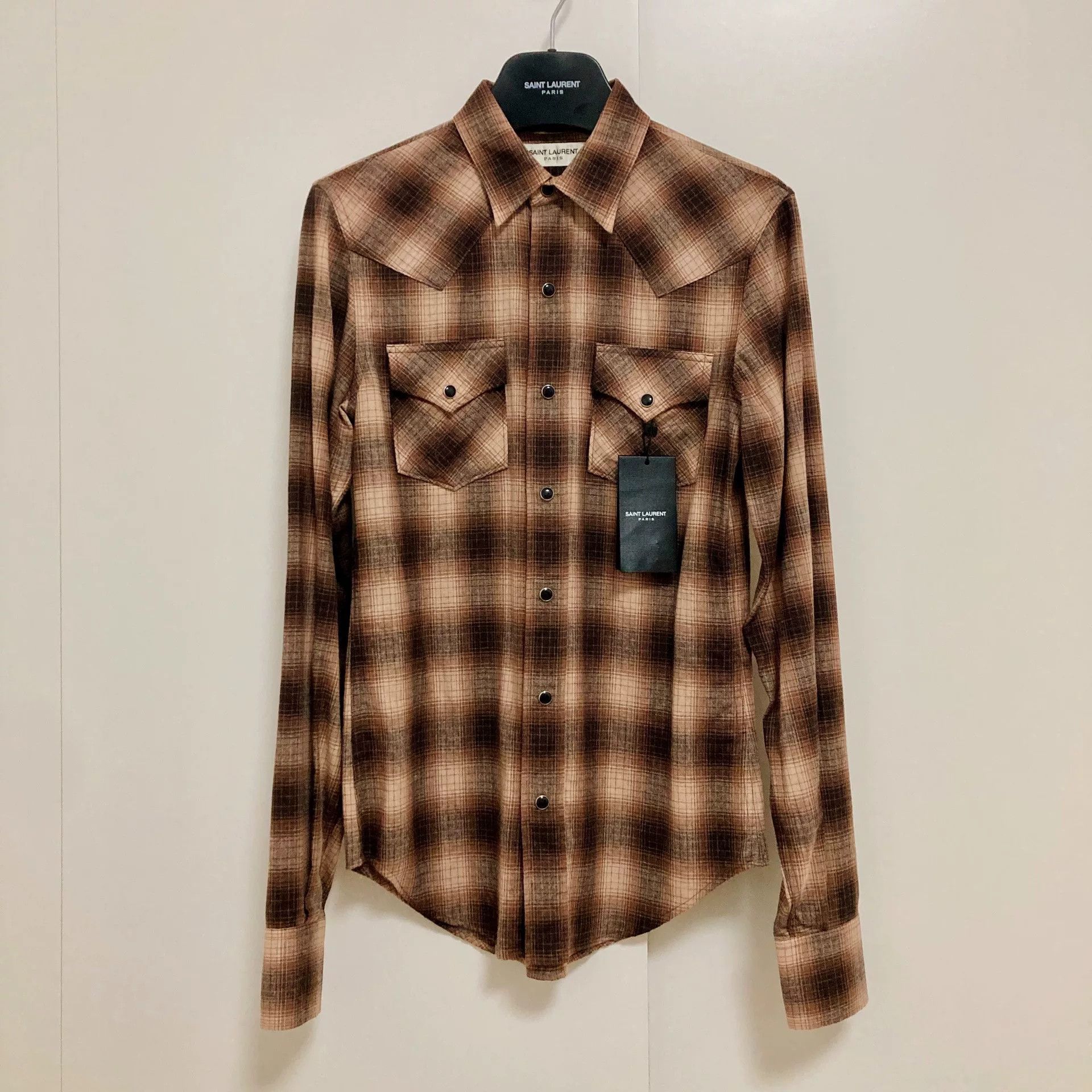 Saint Laurent Paris Saint Laurent Hedi Slimane 2015 Wool Plaid Shirt Size US S / EU 44-46 / 1 - 1 Thumbnail