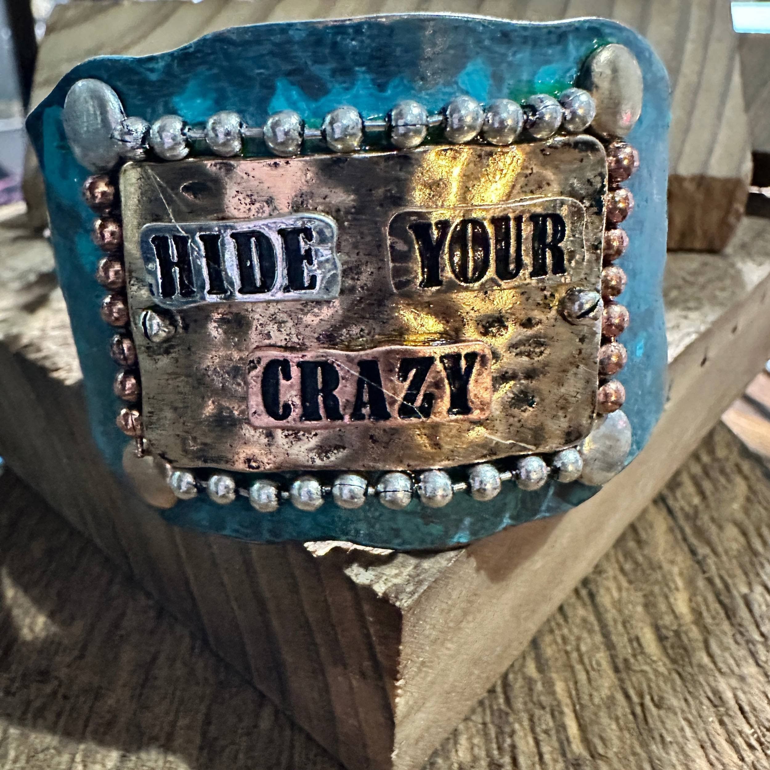 Other Hide Your Crazy Patina Western Bracelet Cuff with Adjustable Size ONE SIZE - 5 Thumbnail