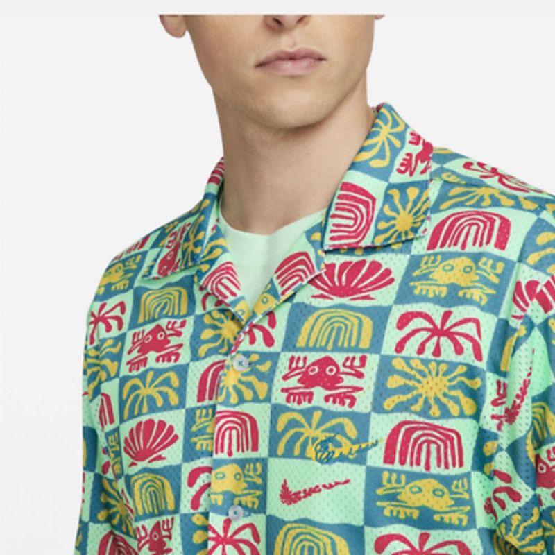 Nike Nike Mesh Button-Up Hawaiian Resort Camp Shirt Men's Small Size US S / EU 44-46 / 1 - 4 Thumbnail