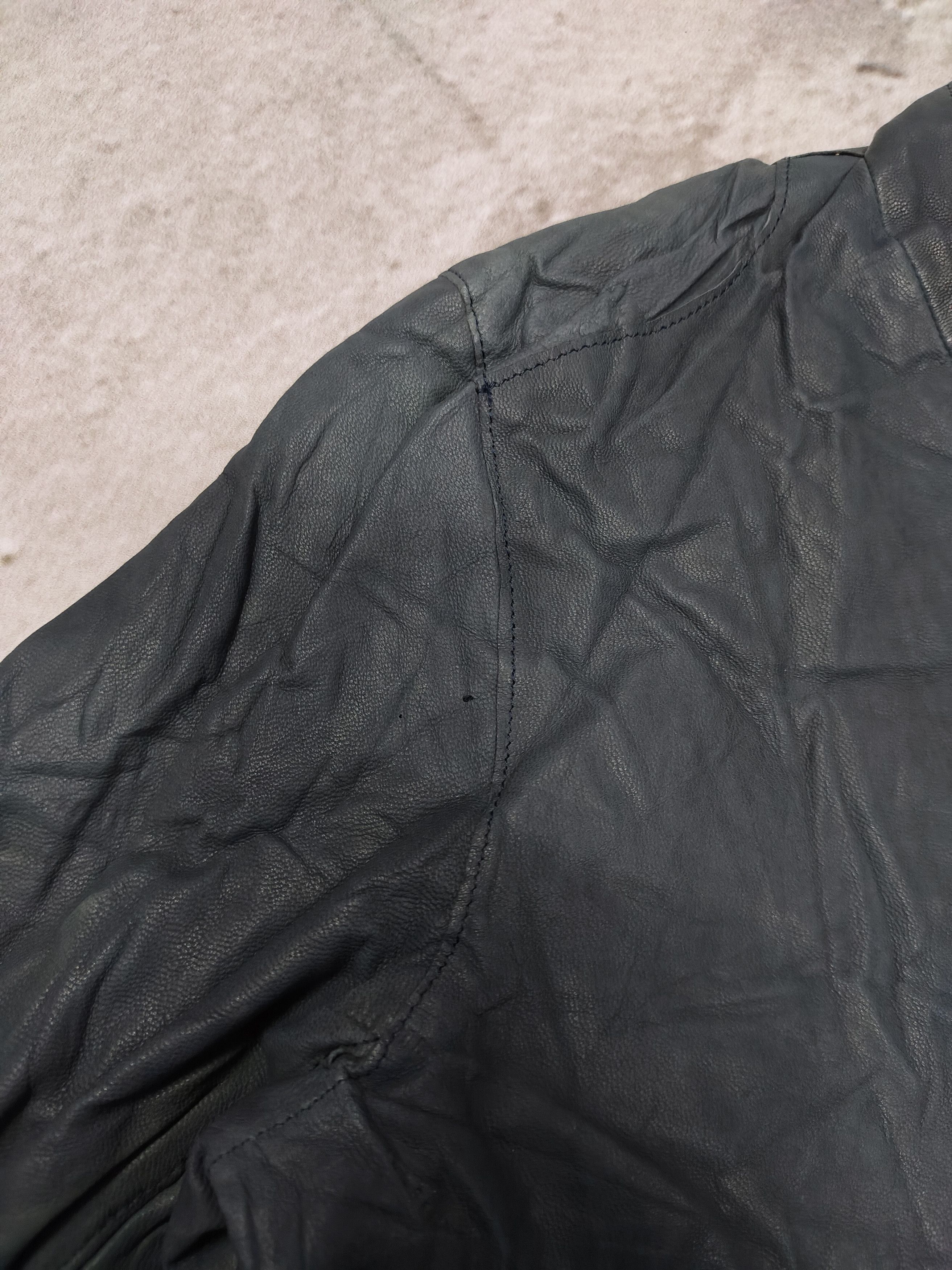 Japanese Brand 00s DouDou🇯🇵 Y2K Minimalist Goatskin Leather Moto Jacket Size M / US 6-8 / IT 42-44 - 8 Thumbnail