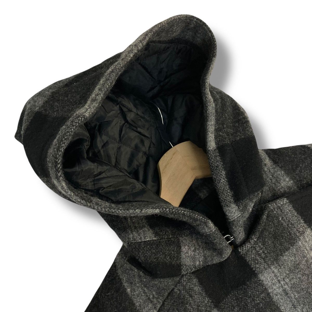 Issey Miyake 🇯🇵 VINTAGE SHIPS JET BLUE PLAID WOOL HOODED JACKET Size US S / EU 44-46 / 1 - 10 Thumbnail