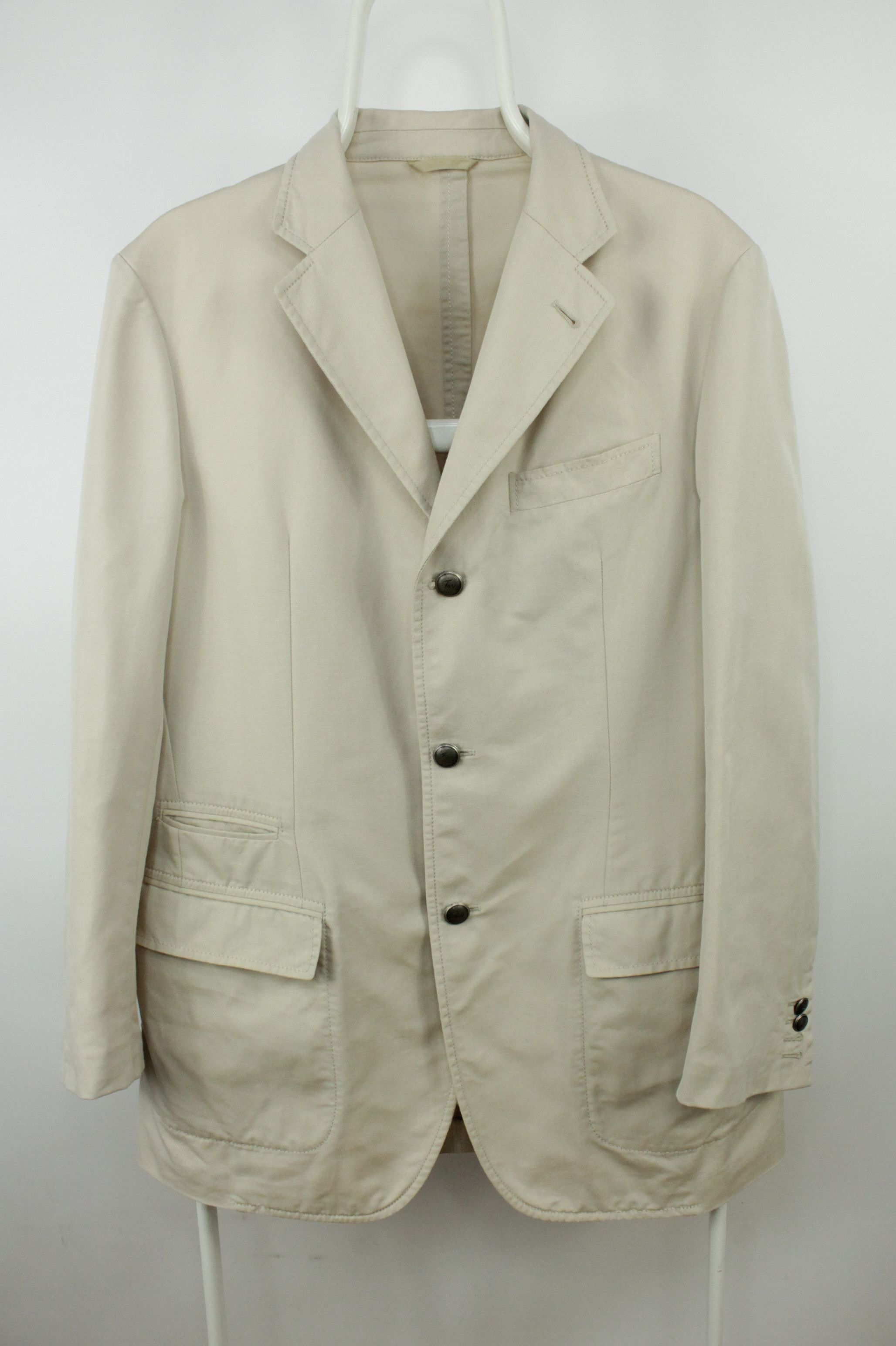 Fay Fay Beige Cotton Blend Steel BTN Sport Coat Blazer Jacket Size US M / EU 48-50 / 2 - 1 Thumbnail
