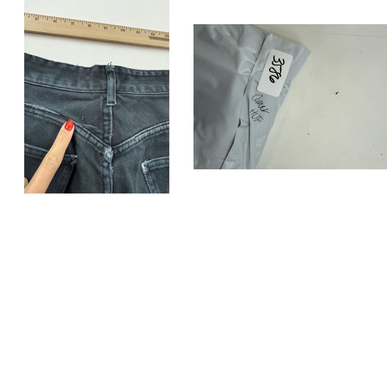 Denime Gromer Jeans Mens 32x30 Black Wide-Leg Relaxed Fit Distressed Denim Dark Wash Size US 32 / EU 48 - 10 Thumbnail