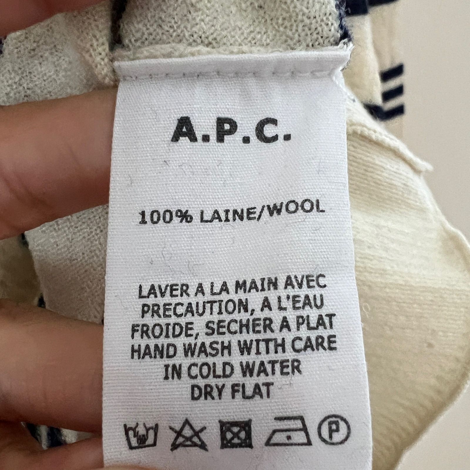 A.P.C. A.P.C. Womens Cream Black Stripe 100% Wool Sweater Size M Size M / US 6-8 / IT 42-44 - 4 Thumbnail