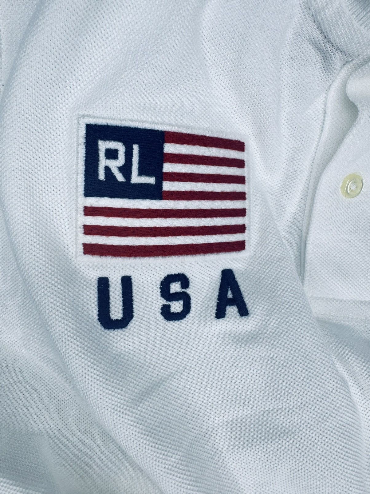 Polo Ralph Lauren Polo by Ralph Lauren White Fitted Polo with Navy & Red Trim Size L / US 10 / IT 46 - 8 Thumbnail