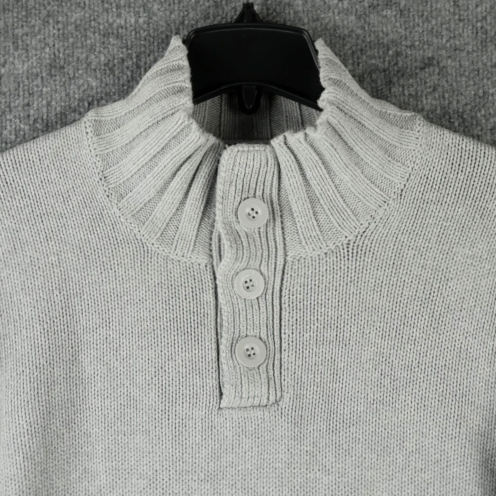 Vintage Ocean Sailing Club Member Mens Gray Cotton Knit Henley Mock Neck Sweater Medium Size US M / EU 48-50 / 2 - 7 Thumbnail