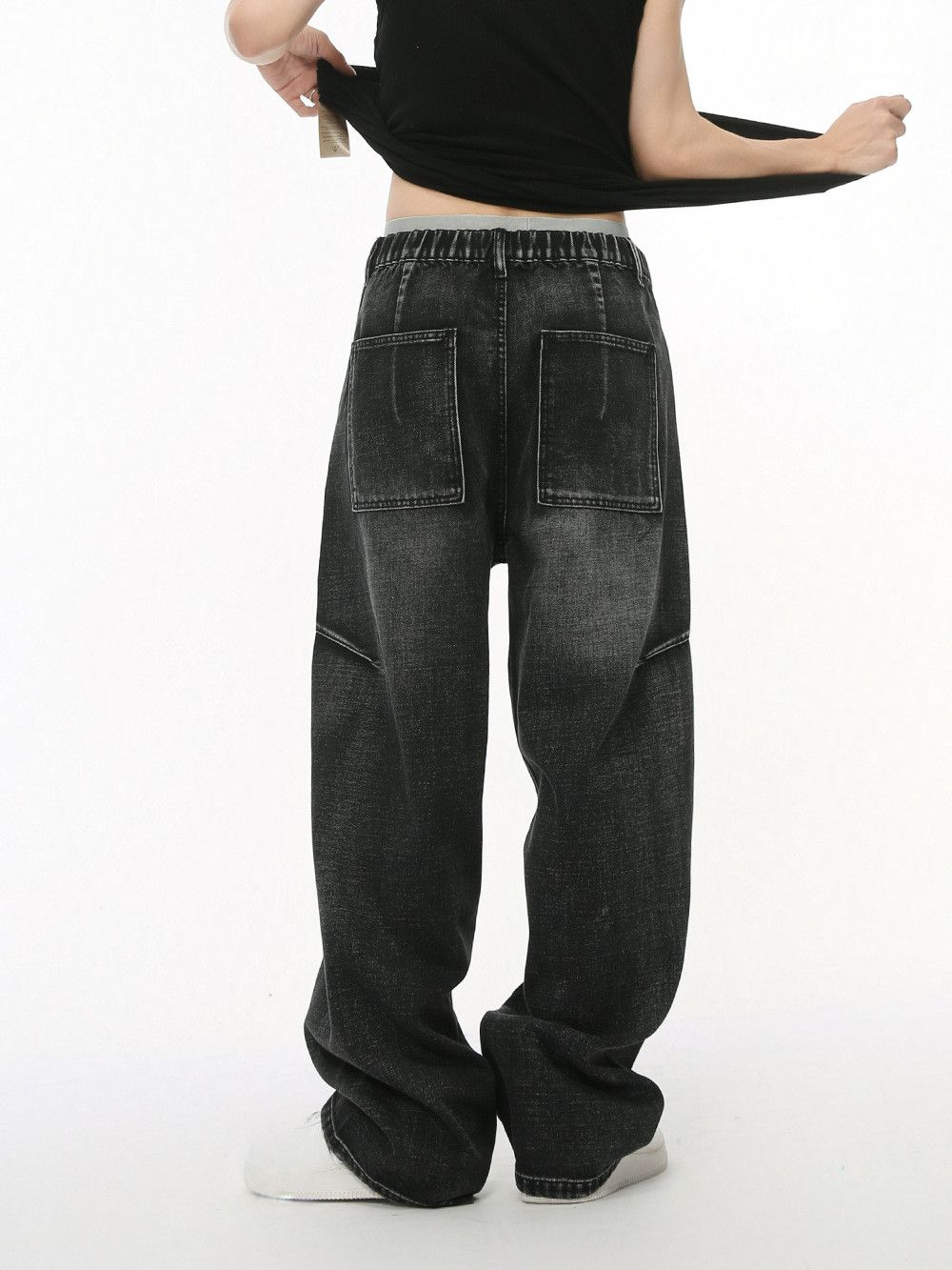 Japanese Brand Men's American patchwork straight leg wide-leg black jeans Size US 32 / EU 48 - 5 Thumbnail