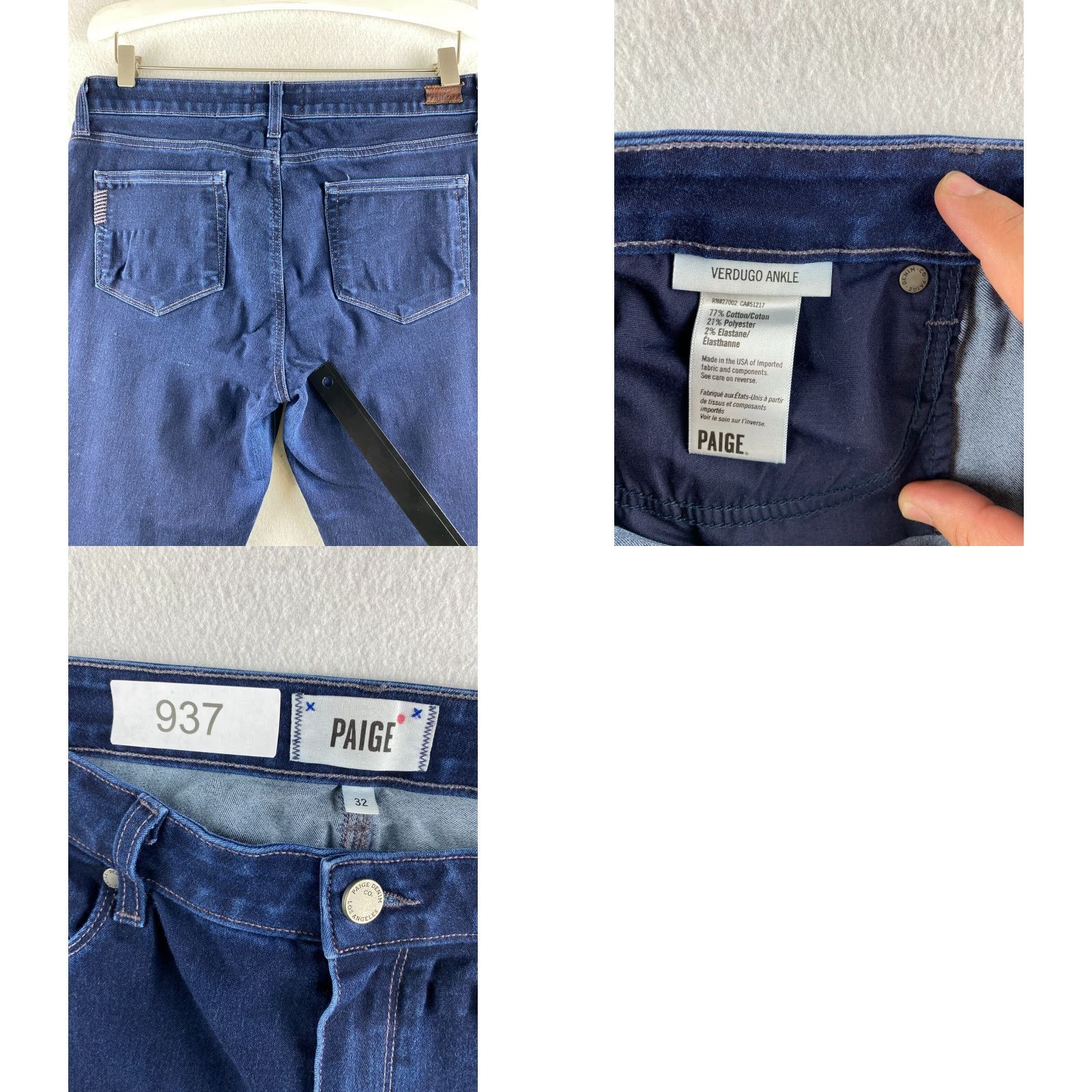 Paige Paige Verdugo Jeans Womens 32 Ankle Skinny Stretch Denim Blue Made in USA Size 24" / US 00 / IT 34 - 8 Thumbnail