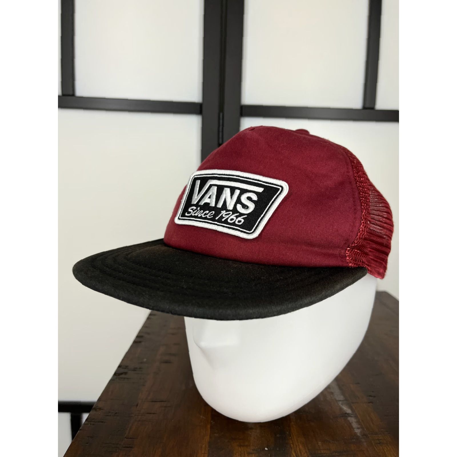 Vans VANS Hat Cap Snap Back Adult Red Black Cotton Twill Trucker Style Logo Adjustable Men One Size Beach Skate Since 1966 Vintage No N/A Size ONE SIZE - 4 Thumbnail