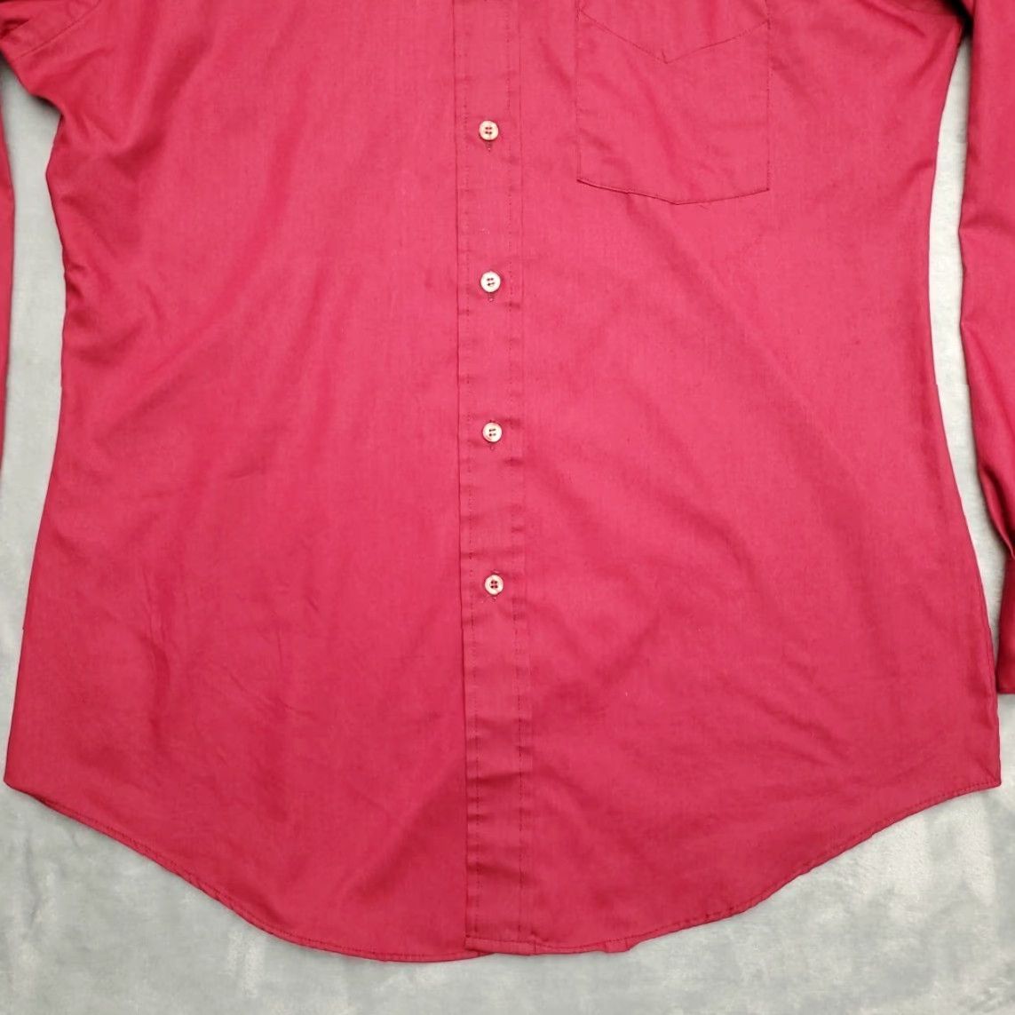 JCPenney VINTAGE JCPenney Shirt Men 34 Red Maroon Button-Up Long Sleeve Single Needle Tapered Casual Outdoor Size US S / EU 44-46 / 1 - 2 Thumbnail