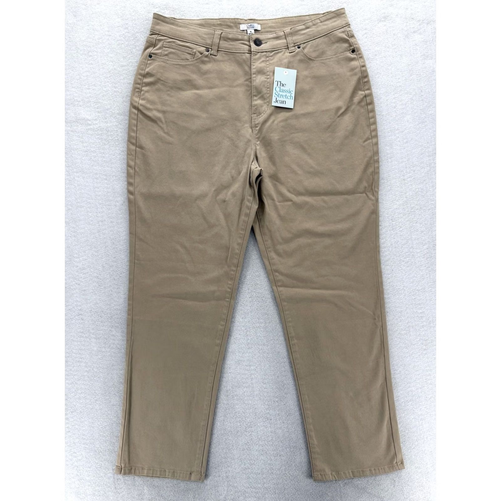 Croft & Barrow Croft & Barrow Jeans Womens 16 Short Tan Classic Stretch Tummy Control Comfort Size 38" / US 16 / IT 52 - 2 Thumbnail