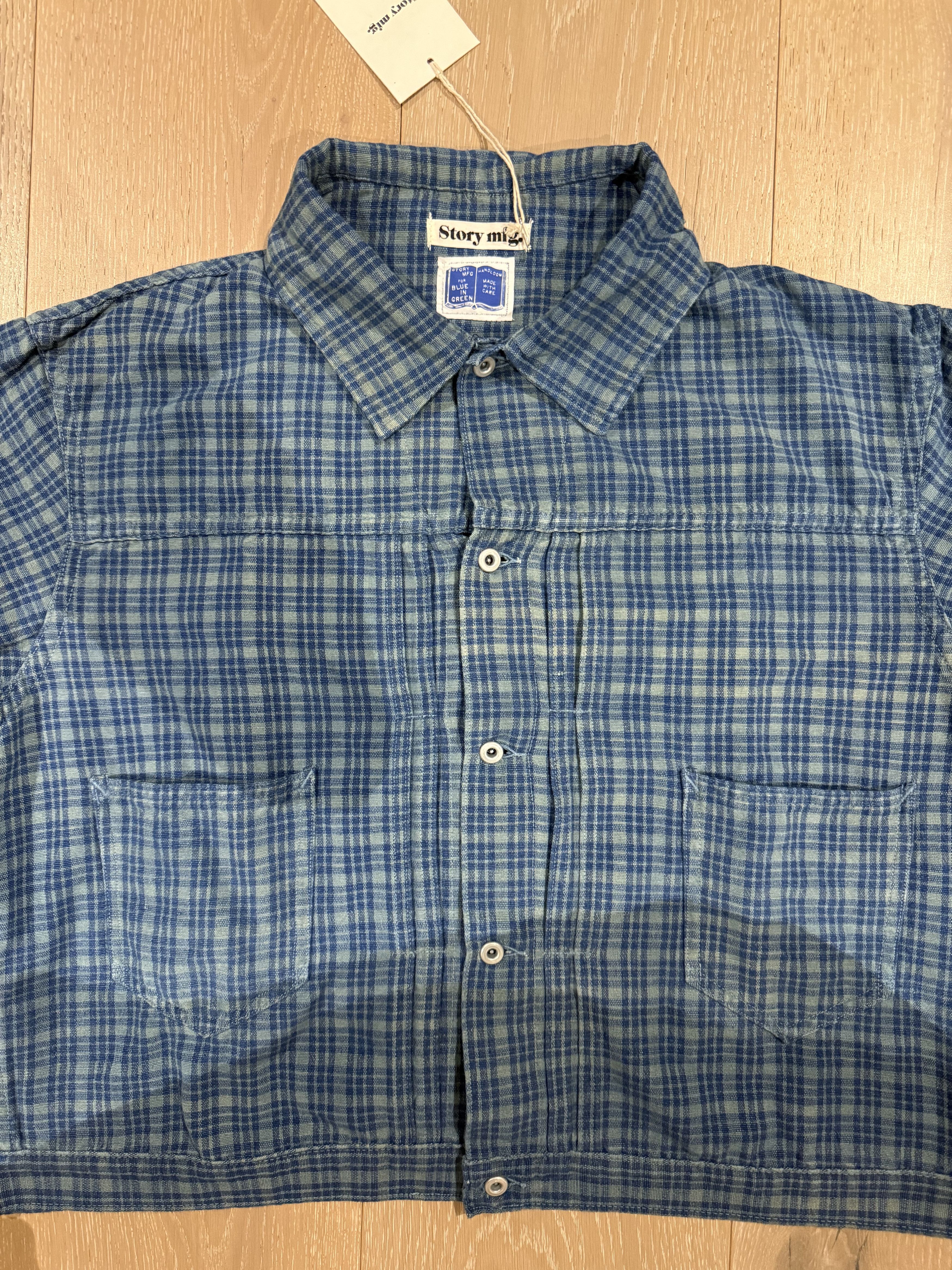 Story Mfg. 💚 Blue In Green x Story Mfg. Sundae Jacket Indigo Mud Check Size US M / EU 48-50 / 2 - 6 Thumbnail