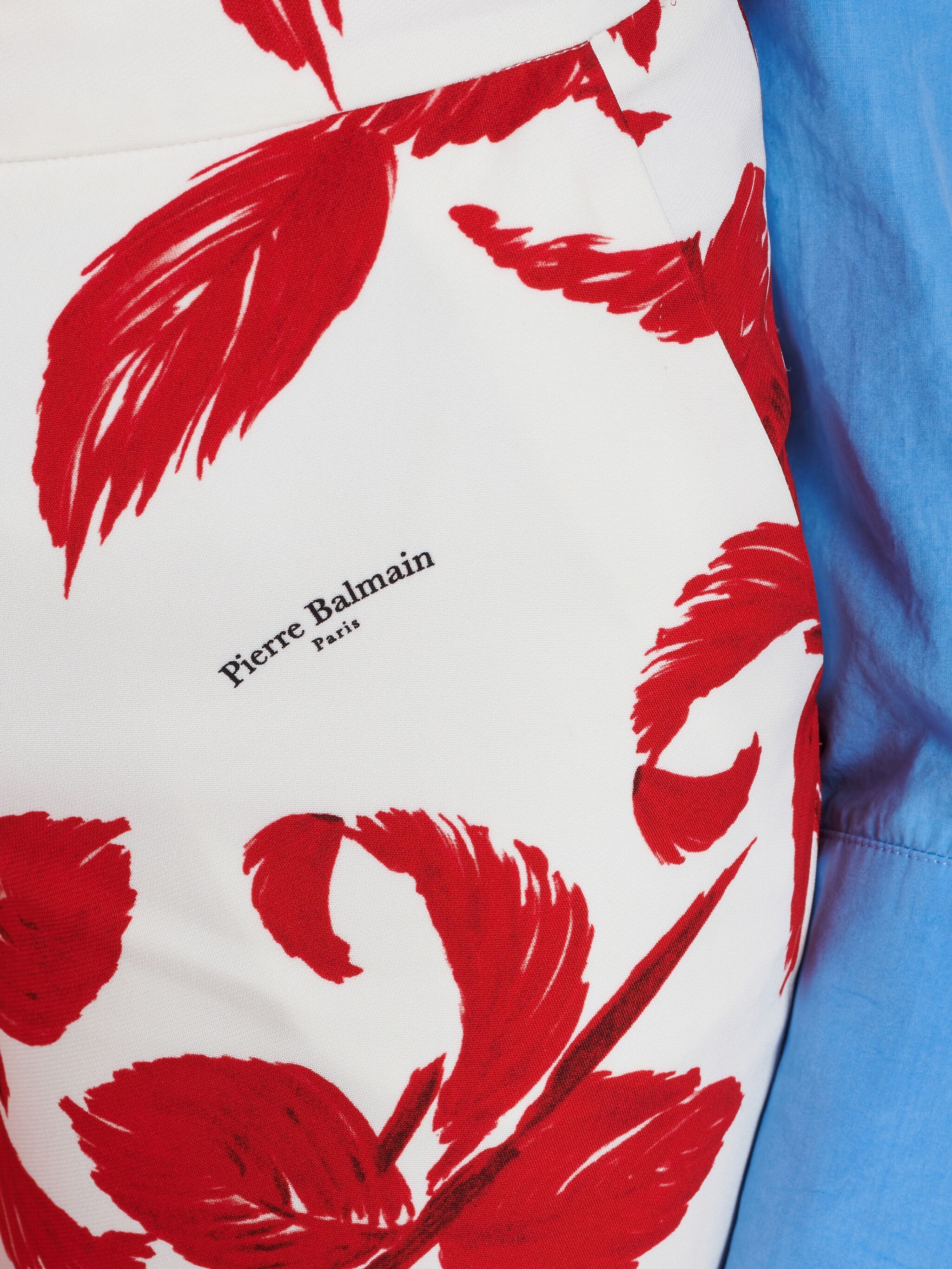 Balmain o1s1wg110125 Rose-Print Flared Trouser in White Red Size 30" / US 8 / IT 44 - 6 Thumbnail