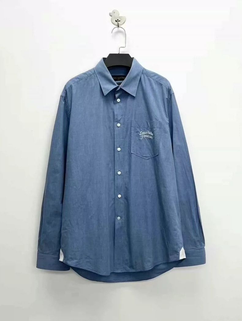 Louis Vuitton louis vuitton blue embroidered logo shirt jacket-dmc Size US M / EU 48-50 / 2 - 1 Thumbnail