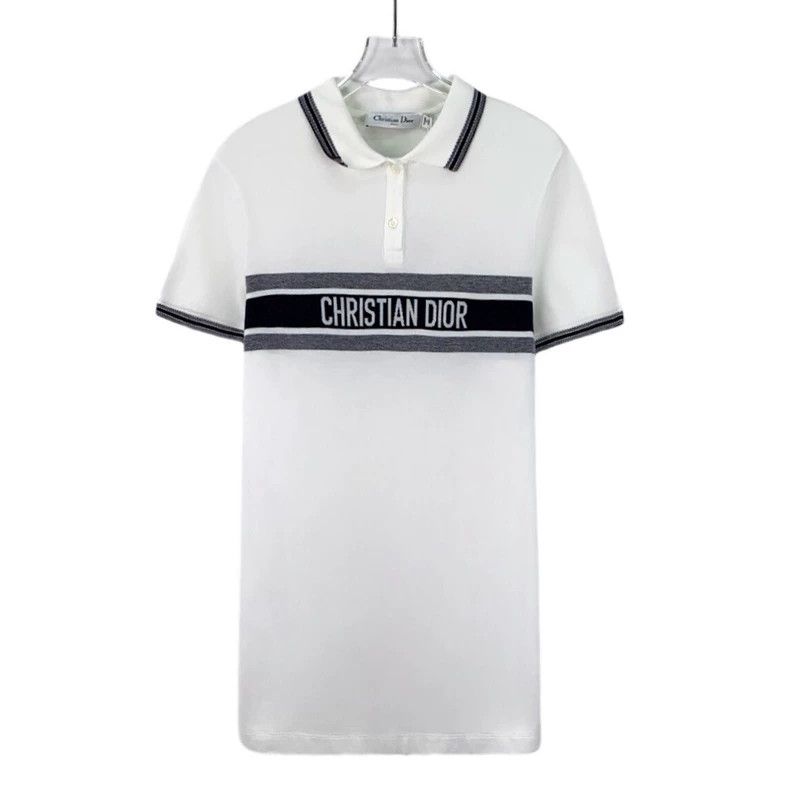 Dior Dior White striped letter inlaid cotton lapel short-sleeve Size S / US 4 / IT 40 - 1 Thumbnail
