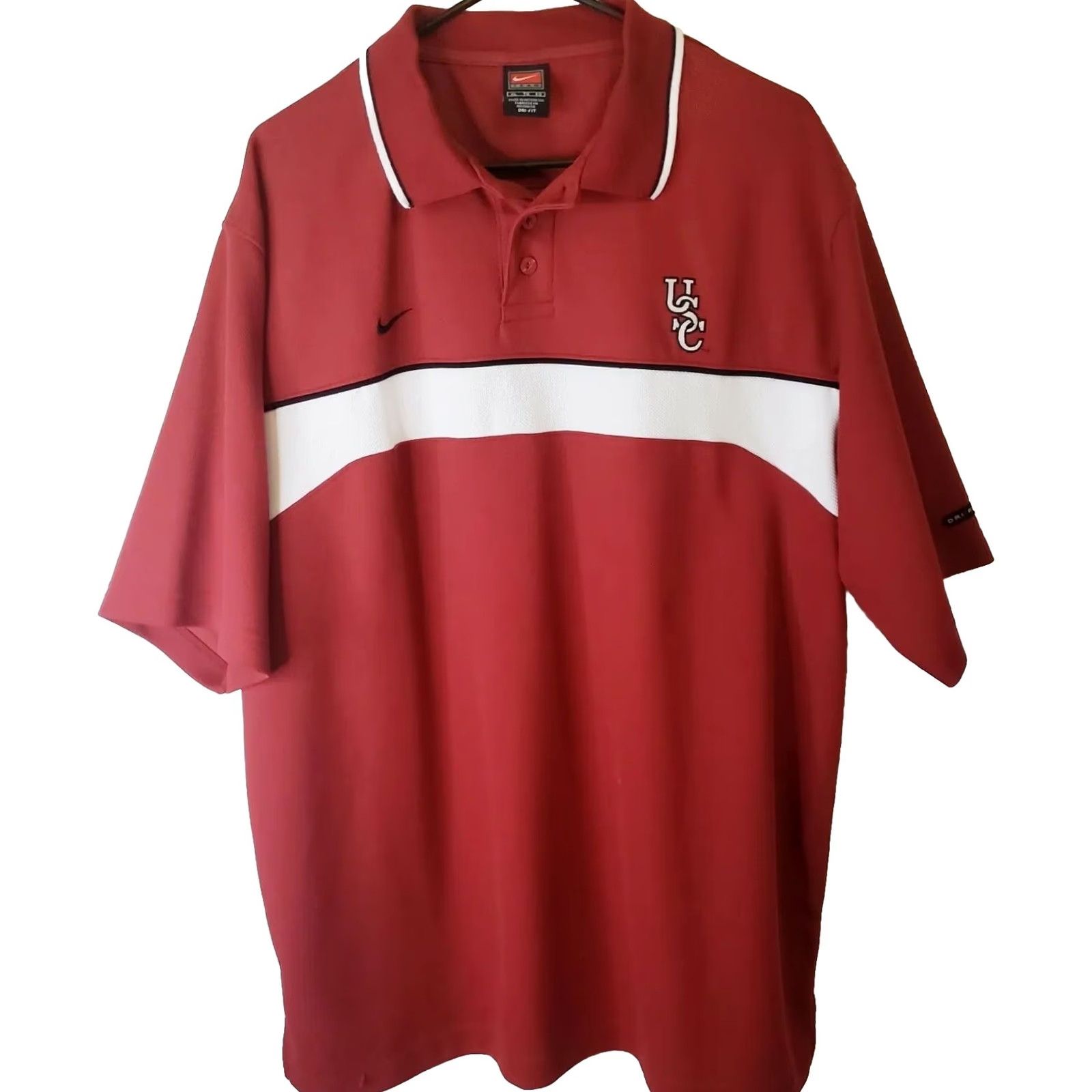 Nike NIKE Men's XL Garnet Striped South Carolina Gamecocks Golf Polo Shirt Size US XL / EU 56 / 4 - 2 Thumbnail