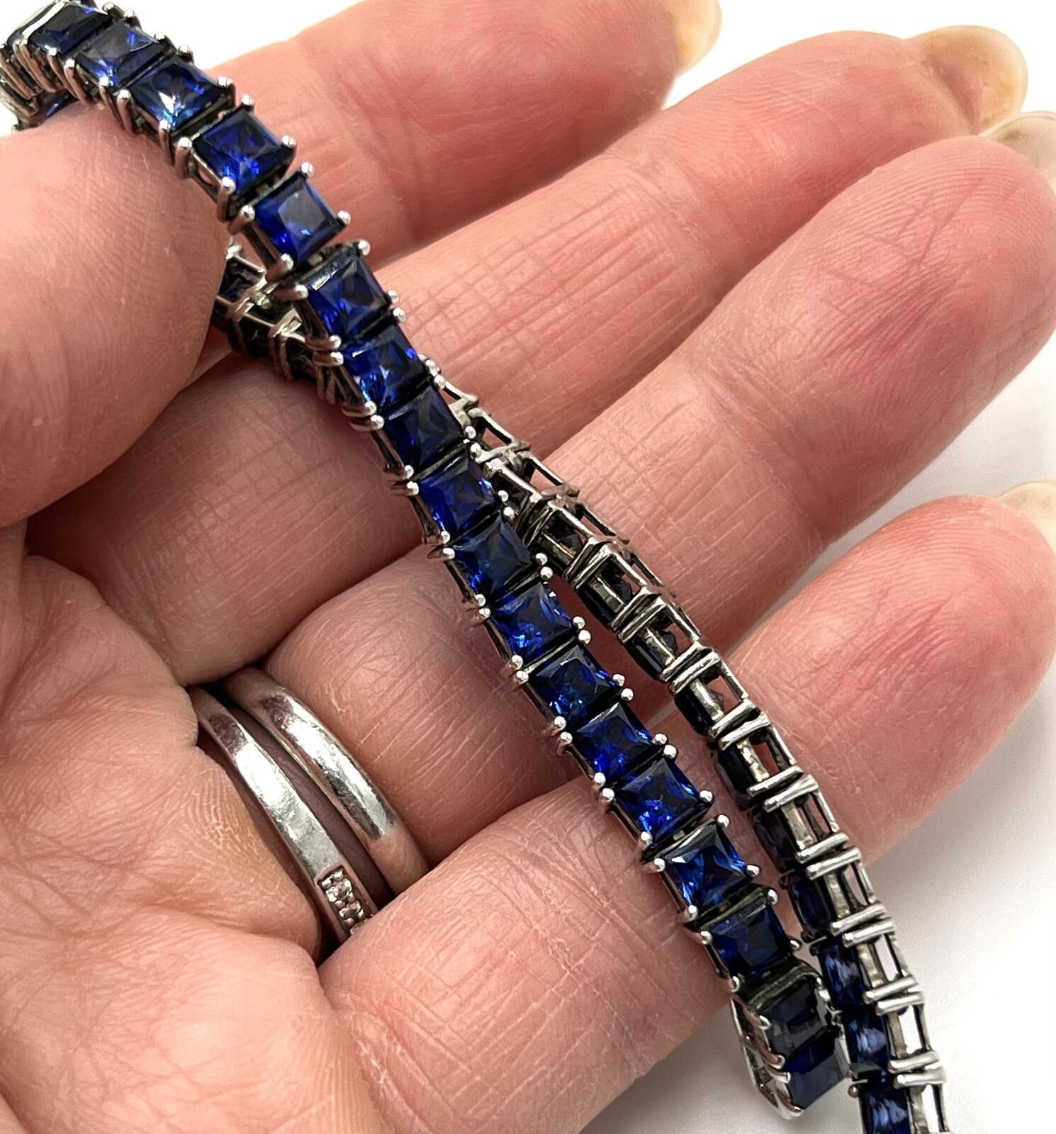 Other Chuck Clemency Sterling Silver Blue Sapphire Tennis Bracelet Size ONE SIZE - 9 Thumbnail