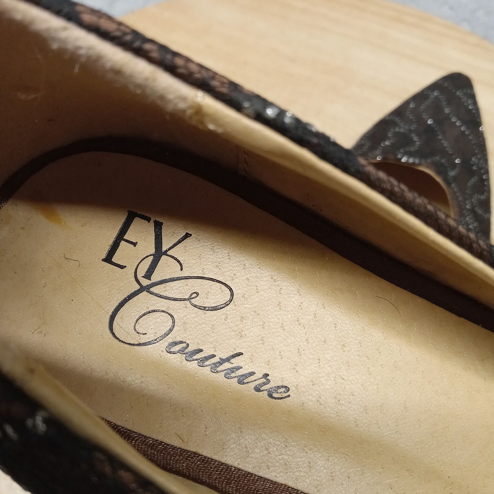 & Other Stories Vintage EY Couture Pump Heels 7.5M Brown Lace Size US 7.5 / IT 37.5 - 7 Thumbnail